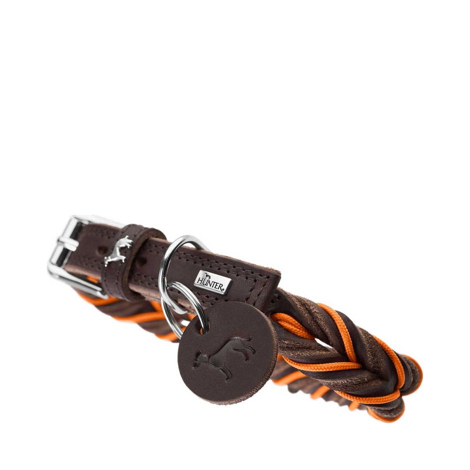 Kaufen Sie Hunter Solid Education Cord Lederhalsband Orange | Tinybuddy